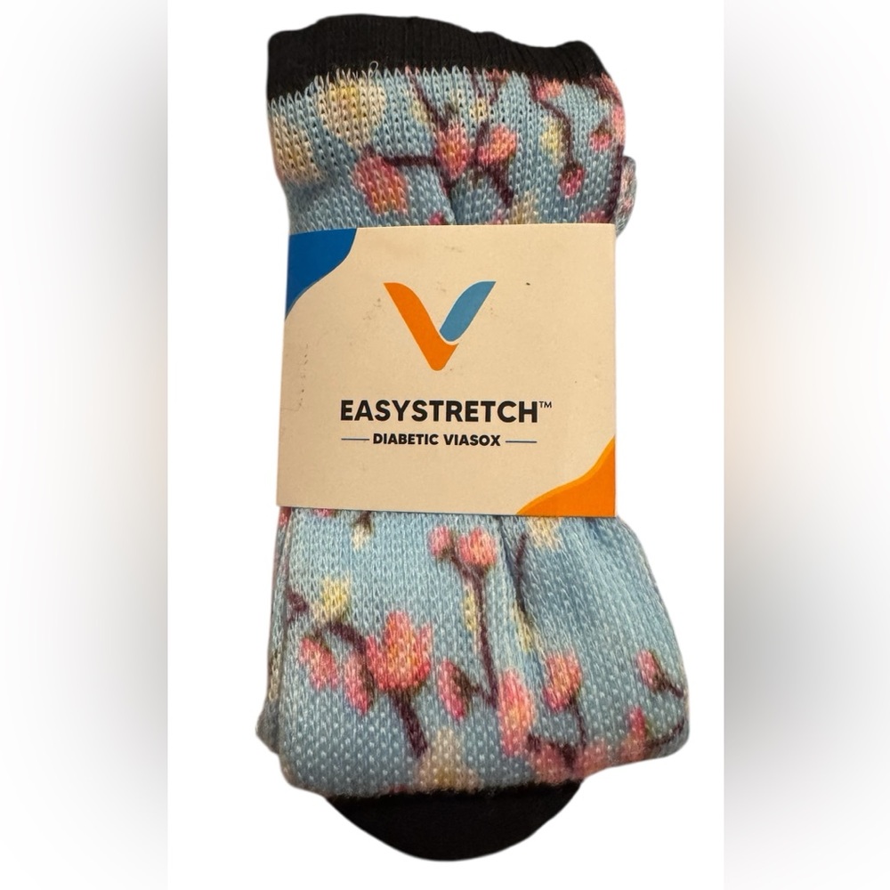 Easystretch Blue Floral Casual Socks